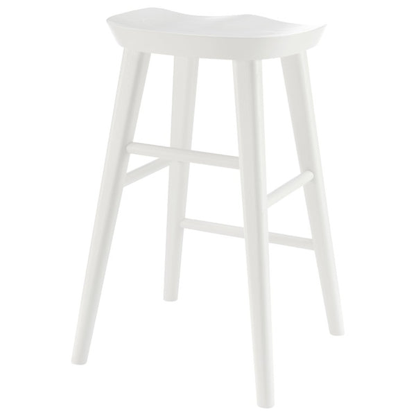 EuroStyle Vieno Solid Elm Wood Counter Stool Sculptural Cut-Out Seat for Kitchen Islands White 39133-WHT