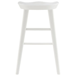 EuroStyle Vieno Solid Elm Wood Counter Stool Sculptural Cut-Out Seat for Kitchen Islands White 39133-WHT