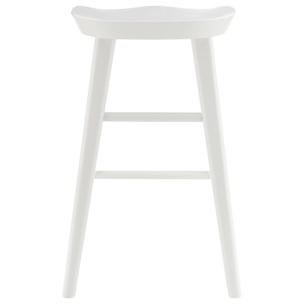 EuroStyle Vieno Solid Elm Wood Counter Stool Sculptural Cut-Out Seat for Kitchen Islands White 39133-WHT