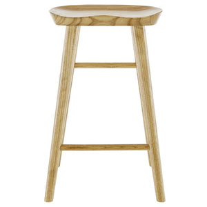 EuroStyle Vieno Solid Elm Wood Counter Stool Sculptural Cut-Out Seat for Kitchen Islands Natural 39133
