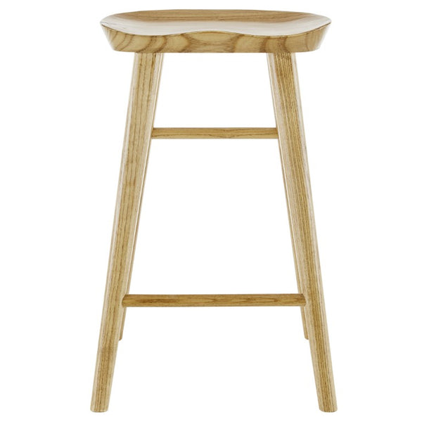 EuroStyle Vieno Solid Elm Wood Counter Stool Sculptural Cut-Out Seat for Kitchen Islands Natural 39133