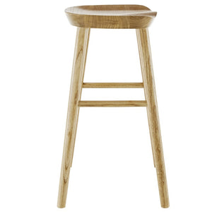EuroStyle Vieno Solid Elm Wood Counter Stool Sculptural Cut-Out Seat for Kitchen Islands Natural 39133