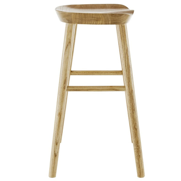 EuroStyle Vieno Solid Elm Wood Counter Stool Sculptural Cut-Out Seat for Kitchen Islands Natural 39133