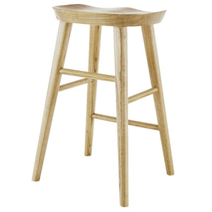 EuroStyle Vieno Solid Elm Wood Counter Stool Sculptural Cut-Out Seat for Kitchen Islands Natural 39133