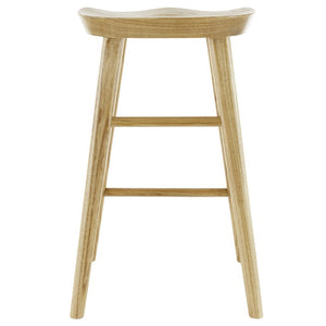 EuroStyle Vieno Solid Elm Wood Counter Stool Sculptural Cut-Out Seat for Kitchen Islands Natural 39133