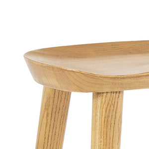 EuroStyle Vieno Solid Elm Wood Counter Stool Sculptural Cut-Out Seat for Kitchen Islands Natural 39133