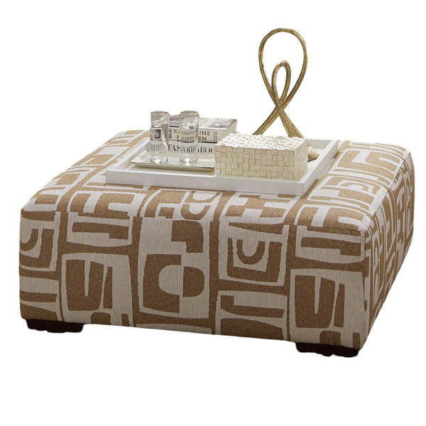 English Elm Modern Square Ottoman with Wooden Legs 42"x42" Plush Top Transitional Accent Seating for Home Decor Ivory,Tan 43 L x 43 W x 16 H B2741P355180