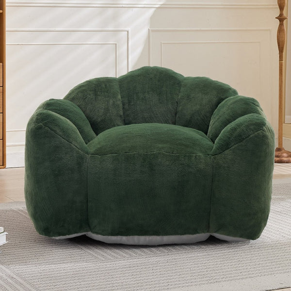 English Elm Lotus Floor Bean Bag Sofa Memory Foam Filled with Pull Ring for Living Room Bedroom Green W2311P434596