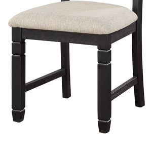 English Elm Anji Acacia Veneer Dining Chair Set Antique White Curved Back Cushioned Seat Beige+Black B056P416899