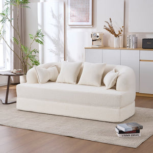 English Elm 2-in-1 Foldable Chenille Sleeper Sofa Compact Convertible Loveseat for Modern Living W2231P392100