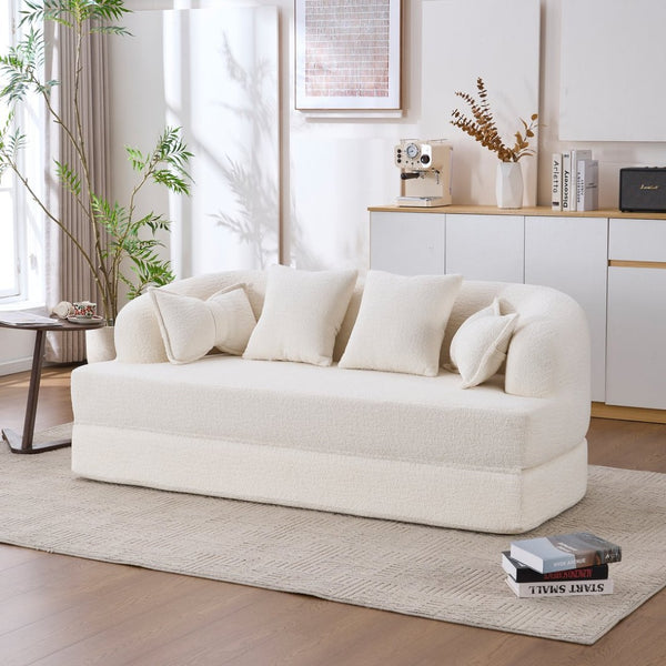 English Elm 2-in-1 Foldable Chenille Sleeper Sofa Compact Convertible Loveseat for Modern Living W2231P392100