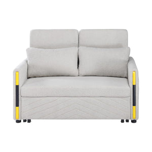 English Elm Teddy Velvet Sleeper Loveseat with Dual-Pull Convertible Bed, Plush Double Back, Side Pockets for Storage - Beige B016P392810