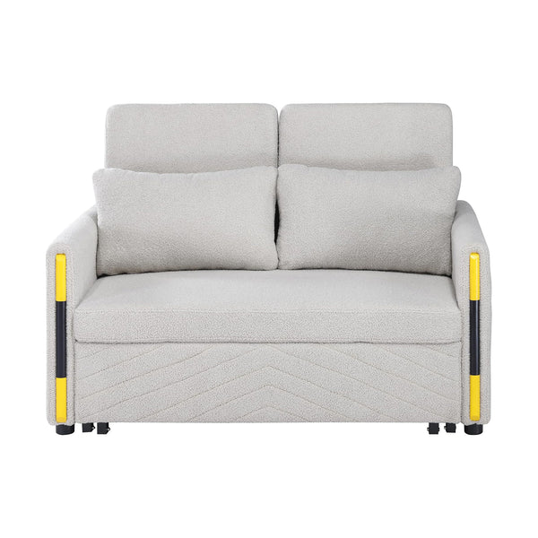 English Elm Teddy Velvet Sleeper Loveseat with Dual-Pull Convertible Bed, Plush Double Back, Side Pockets for Storage - Beige B016P392810