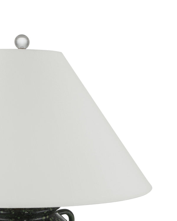 Currey & Company Junko Green Table Lamp - Artisanal Terracotta Design With Antique Brass, Crystal Base & Elegant Shade Green Terracotta ,Optic Crystal 6000-1032-currey-company