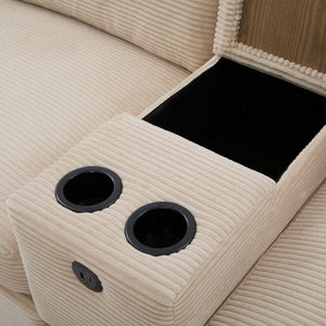 English Elm United Multifunctional L-Shaped Corduroy Sofa: 4-Seater With Usb Ports, Storage, And Comfort Features W1568S00226-GIGA