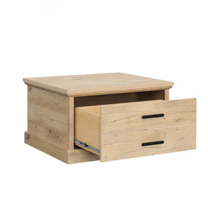 English Elm Coffee Table with Spacious Drawer and Open Shelf, Engineered Wood, Rustic-Modern Farmhouse Charm, Sturdy Design Brown B356P354413