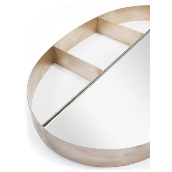 HomeRoots 34" Oval Bronze Steel Framed Accent Mirror - Modern Design for Entryways, Bathrooms & More! 391644