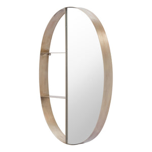 HomeRoots 34" Oval Bronze Steel Framed Accent Mirror - Modern Design for Entryways, Bathrooms & More! 391644