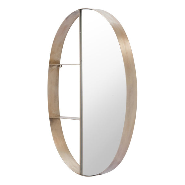 HomeRoots 34" Oval Bronze Steel Framed Accent Mirror - Modern Design for Entryways, Bathrooms & More! 391644