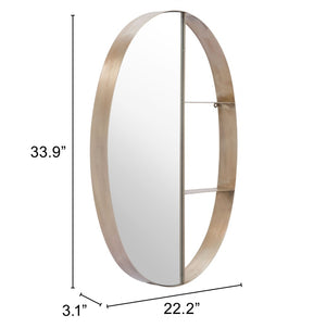 HomeRoots 34" Oval Bronze Steel Framed Accent Mirror - Modern Design for Entryways, Bathrooms & More! 391644