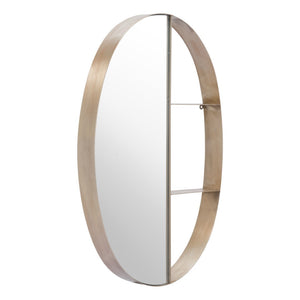 HomeRoots 34" Oval Bronze Steel Framed Accent Mirror - Modern Design for Entryways, Bathrooms & More! 391644