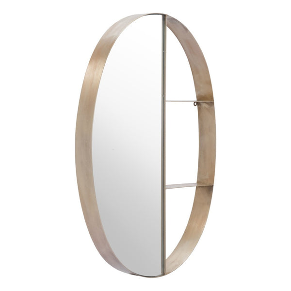 HomeRoots 34" Oval Bronze Steel Framed Accent Mirror - Modern Design for Entryways, Bathrooms & More! 391644