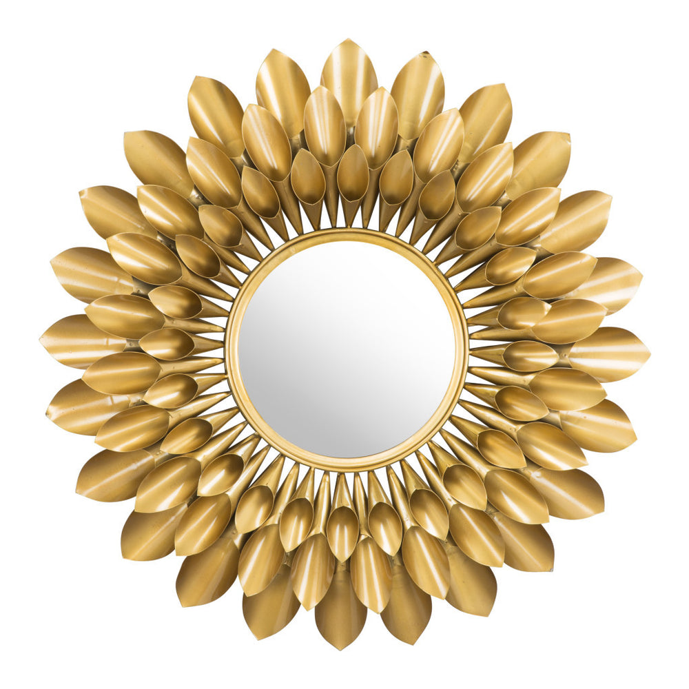 Homeroots 32" Gold Sunflower Sunburst Metal Accent Mirror  Metal 391648