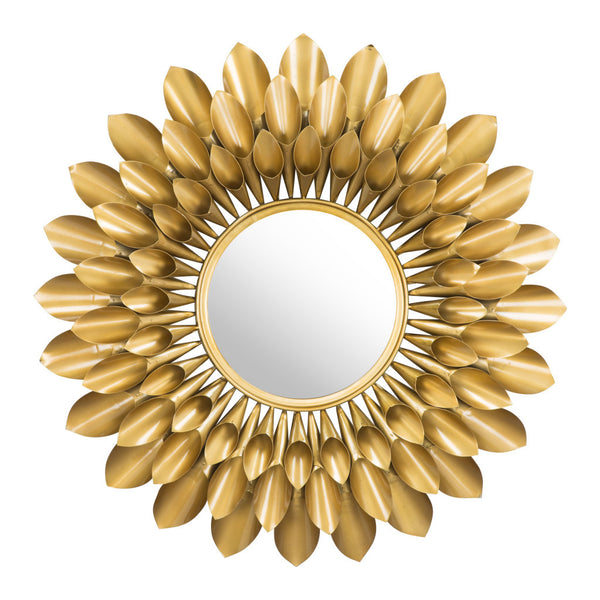 Homeroots 32" Gold Sunflower Sunburst Metal Accent Mirror  Metal 391648
