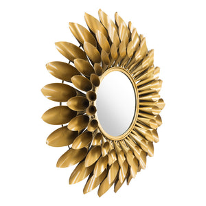 Homeroots 32" Gold Sunflower Sunburst Metal Accent Mirror  Metal 391648