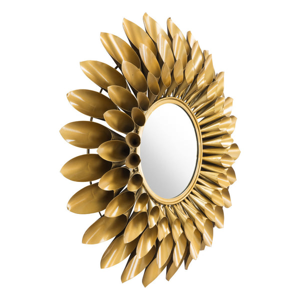 Homeroots 32" Gold Sunflower Sunburst Metal Accent Mirror  Metal 391648