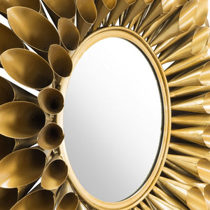 Homeroots 32" Gold Sunflower Sunburst Metal Accent Mirror  Metal 391648