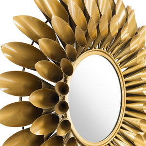 Homeroots 32" Gold Sunflower Sunburst Metal Accent Mirror  Metal 391648