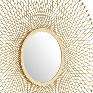 HomeRoots 35" Gold Round Iron Framed Accent Mirror - Elegant Design, Easy Install, Perfect for Any Room Decor 391649