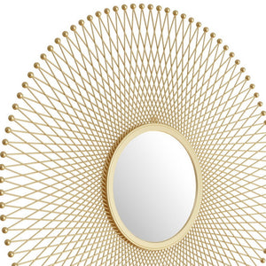 HomeRoots 35" Gold Round Iron Framed Accent Mirror - Elegant Design, Easy Install, Perfect for Any Room Decor 391649