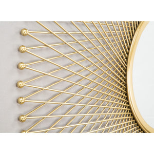 HomeRoots 35" Gold Round Iron Framed Accent Mirror - Elegant Design, Easy Install, Perfect for Any Room Decor 391649