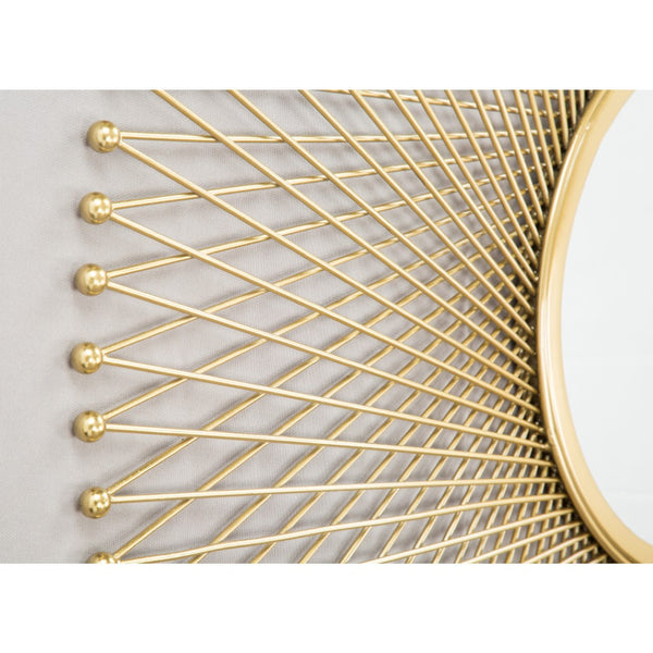 HomeRoots 35" Gold Round Iron Framed Accent Mirror - Elegant Design, Easy Install, Perfect for Any Room Decor 391649