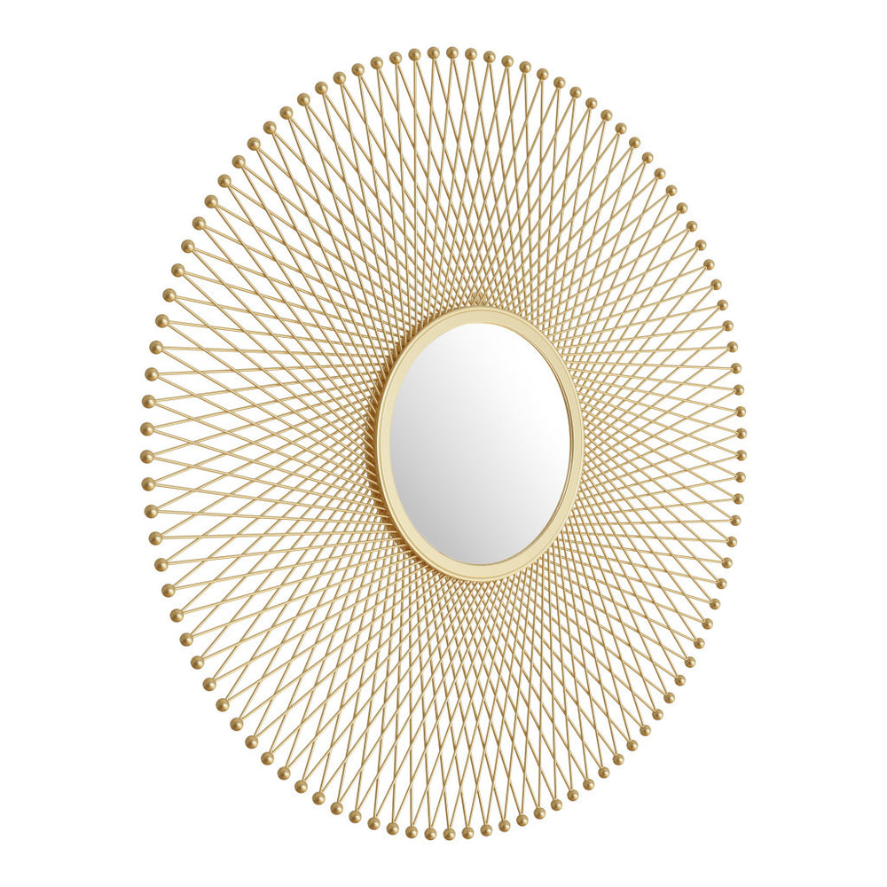Homeroots 35" Gold Round Accent Mirror  Metal 391649