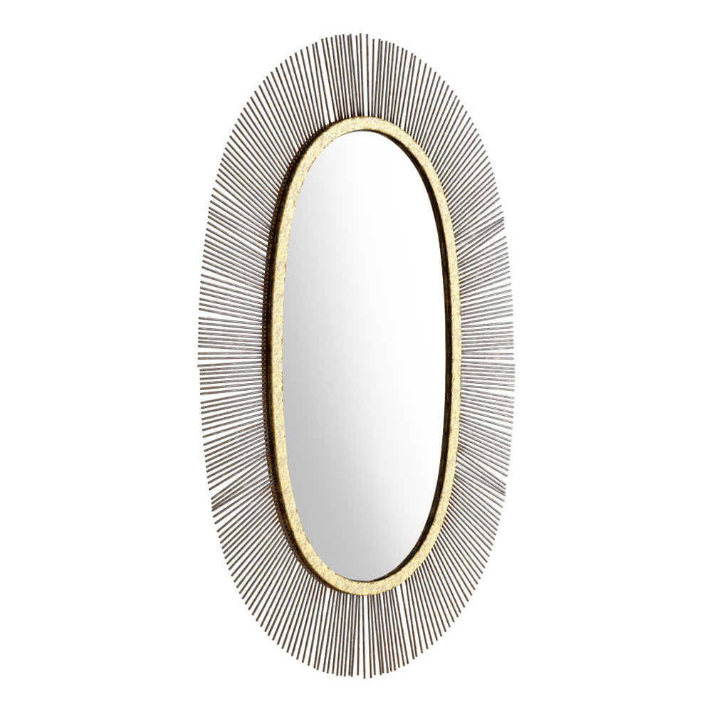 Homeroots 38" Black And Gold Oval Framed Accent Mirror  Metal 391650