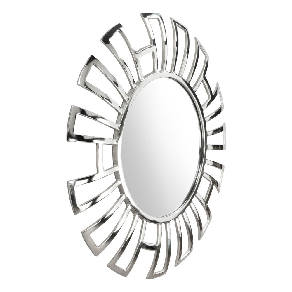 Homeroots 30" Silver Abstract Metal Framed Accent Mirror  Metal 391654