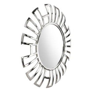Homeroots 30" Silver Abstract Metal Framed Accent Mirror  Metal 391654