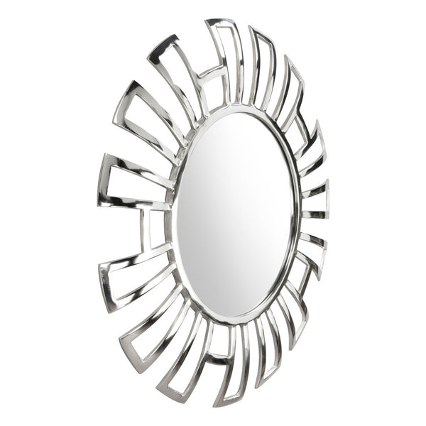 Homeroots 30" Silver Abstract Metal Framed Accent Mirror  Metal 391654