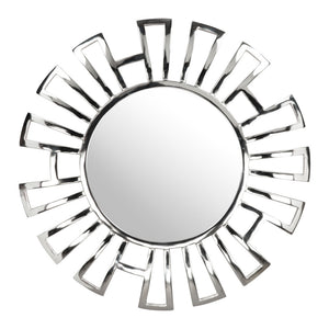 Homeroots 30" Silver Abstract Metal Framed Accent Mirror  Metal 391654