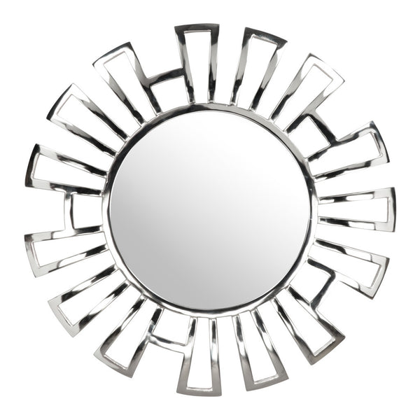 Homeroots 30" Silver Abstract Metal Framed Accent Mirror  Metal 391654