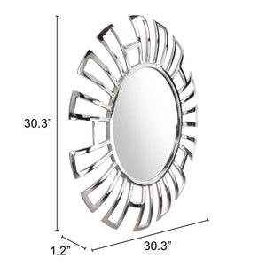Homeroots 30" Silver Abstract Metal Framed Accent Mirror  Metal 391654