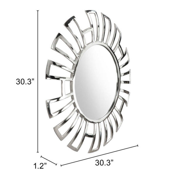 Homeroots 30" Silver Abstract Metal Framed Accent Mirror  Metal 391654