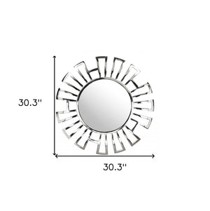 Homeroots 30" Silver Abstract Metal Framed Accent Mirror  Metal 391654