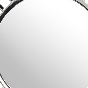 Homeroots 30" Silver Abstract Metal Framed Accent Mirror  Metal 391654