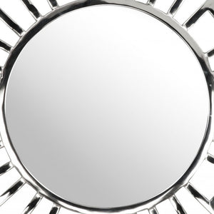 Homeroots 30" Silver Abstract Metal Framed Accent Mirror  Metal 391654