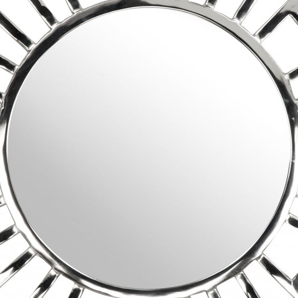 Homeroots 30" Silver Abstract Metal Framed Accent Mirror  Metal 391654