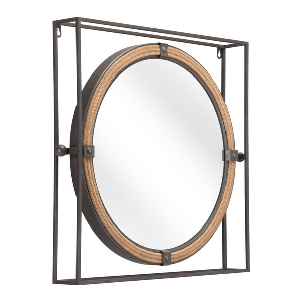 Homeroots 22" Gray Square Steel Framed Accent Mirror  Metal 391657